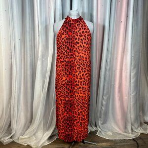 Long Red Leopard Print Dress, XXL
